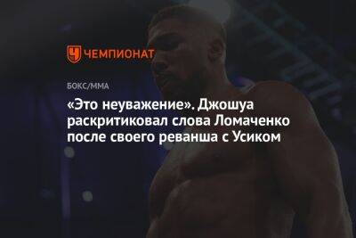 «Это неуважение». Джошуа раскритиковал слова Ломаченко после своего реванша с Усиком