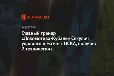 Главный тренер «Локомотива-Кубань» Секулич удалился в матче с ЦСКА, получив 2 технических