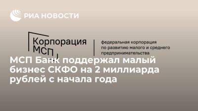 МСП Банк поддержал малый бизнес СКФО на 2 миллиарда рублей с начала года