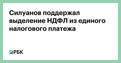 Силуанов поддержал выделение НДФЛ из единого налогового платежа