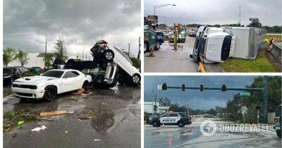 Торнадо Флорида – перекидывал авто на дороге – фото – видео