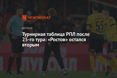 Турнирная таблица РПЛ после 25-го тура: «Ростов» остался вторым
