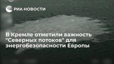 Песков: в России убеждены, что "Северные потоки" важны для энергобезопасности Европы