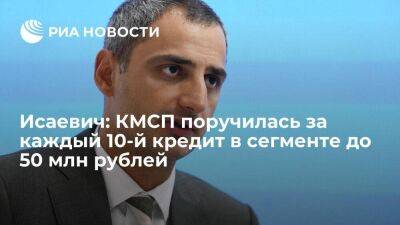 Исаевич: КМСП поручилась за каждый 10-й кредит в сегменте до 50 млн рублей