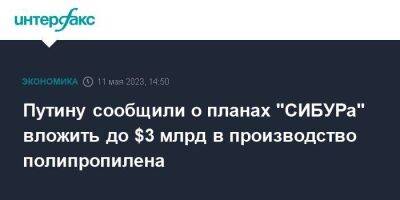 Путину сообщили о планах "СИБУРа" вложить до $3 млрд в производство полипропилена