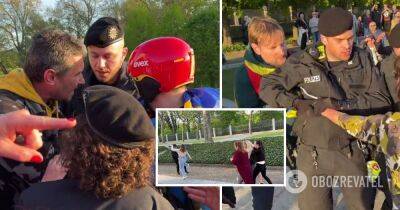 9 мая в Берлине – в Берлине россияне напали на людей с украинской символикой – видео