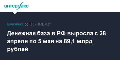 Денежная база в РФ выросла с 28 апреля по 5 мая на 89,1 млрд рублей