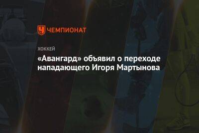 «Авангард» объявил о переходе нападающего Игоря Мартынова