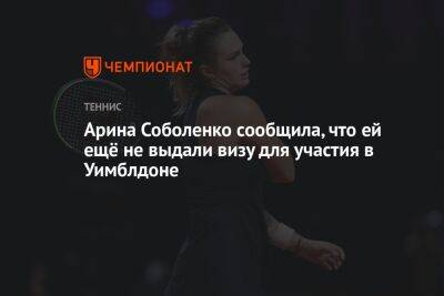 Арина Соболенко сообщила, что ей ещё не выдали визу для участия в Уимблдоне