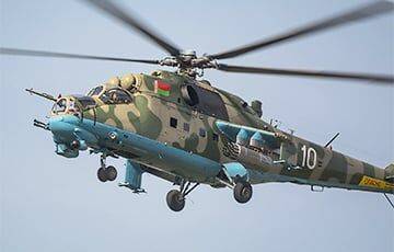 С аэродрома «Мачулищи» на «Осовцы» прилетели пять вертолетов Ми-24 ВВС Беларуси