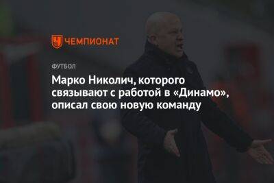 Марко Николич, которого связывают с работой в «Динамо», описал свою новую команду