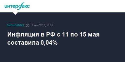 Инфляция в РФ с 11 по 15 мая составила 0,04%