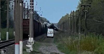 В Брянской области в результате подрыва путей опрокинулось около 20 вагонов (фото, видео)