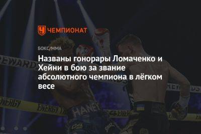 Названы гонорары Ломаченко и Хейни в бою за звание абсолютного чемпиона в лёгком весе