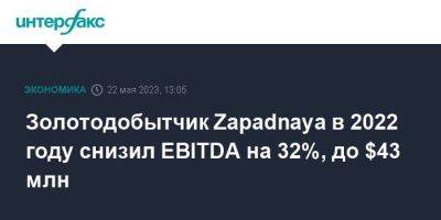 Золотодобытчик Zapadnaya в 2022 году снизил EBITDА на 32%, до $43 млн