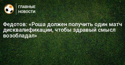 Федотов: «Роша должен получить один матч дисквалификации, чтобы здравый смысл возобладал»