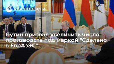 Путин: нужно увеличить число производств под общей торговой маркой "Сделано в ЕврАзЭС"