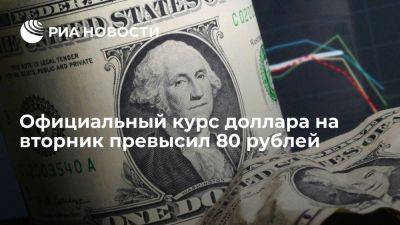 Официальный курс доллара на вторник вырос до 80,06 рубля