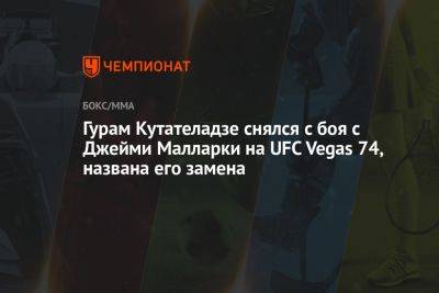 Дамир Исмагулов - Гурам Кутателадзе снялся с боя с Джейми Малларки на UFC Vegas 74, названа его замена - championat.com - США - Австралия - Грузия - Бразилия - Вегас