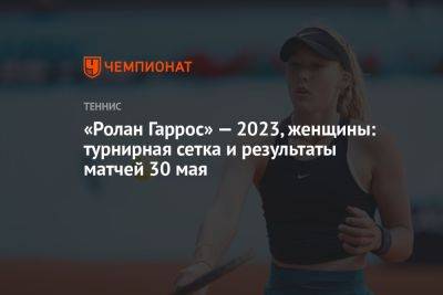 Викторий Азаренко - Элисон Риска - Ангелина Калинина - Алеся Цуренко - Елен Рыбакин - Эрик Андреев - Екатерина Байндль - «Ролан Гаррос» — 2023, женщины: турнирная сетка и результаты матчей 30 мая - championat.com - Россия - США - Украина - Казахстан - Италия - Белоруссия - Франция - Польша - Испания - Канада - Чехия - Сербия - Тунис - Андрееск