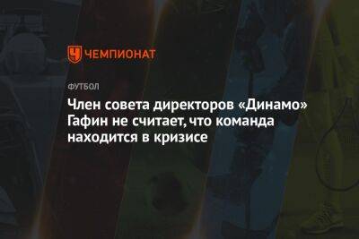 Член совета директоров «Динамо» Гафин не считает, что команда находится в кризисе