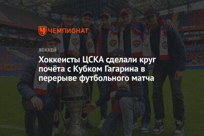 Хоккеисты ЦСКА сделали круг почёта с Кубком Гагарина в перерыве футбольного матча