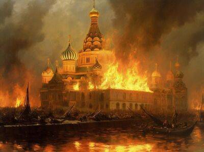 "Кремль горит". Искусственный интеллект показал, как бы Пикассо, Ван Гог и другие известные художники изобразили охваченный огнем Кремль. Фото