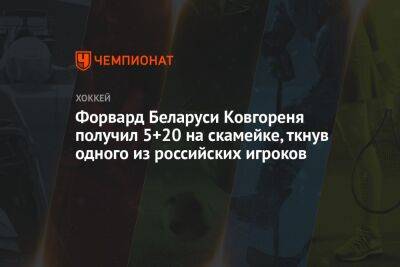 Форвард Беларуси Ковгореня получил 5+20 на скамейке, ткнув одного из российских игроков