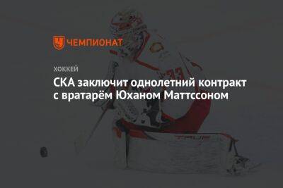 СКА заключит однолетний контракт с вратарём Юханом Маттссоном