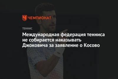 Международная федерация тенниса не собирается наказывать Джоковича за заявление о Косове