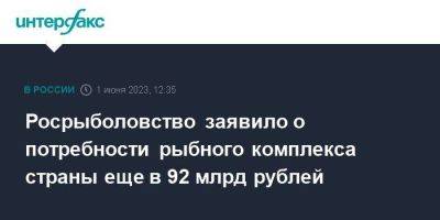 Илья Шестаков - Росрыболовство заявило о потребности рыбного комплекса страны еще в 92 млрд рублей - smartmoney.one - Москва - Россия