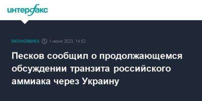 Песков сообщил о продолжающемся обсуждении транзита российского аммиака через Украину