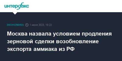 Москва назвала условием продления зерновой сделки возобновление экспорта аммиака из РФ