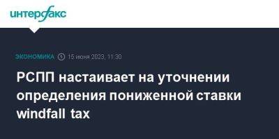 Александр Шохин - РСПП настаивает на уточнении определения пониженной ставки windfall tax - smartmoney.one - Москва - Россия - Пмэф