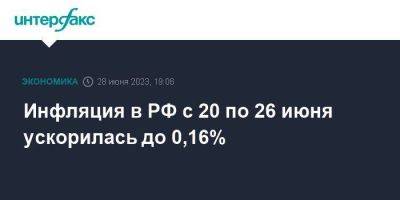 Инфляция в РФ с 20 по 26 июня ускорилась до 0,16%