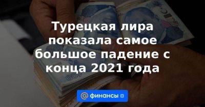 Турецкая лира показала самое большое падение с конца 2021 года