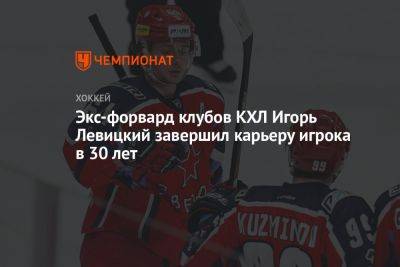 Экс-форвард клубов КХЛ Игорь Левицкий завершил карьеру игрока в 30 лет