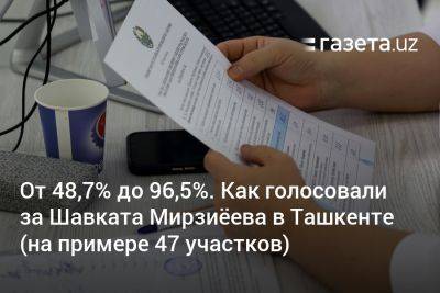 От 48,7% до 96,5%. Как голосовали за Шавката Мирзиёева в Ташкенте (на примере 47 участков)