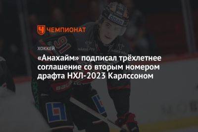 «Анахайм» подписал трёхлетнее соглашение со вторым номером драфта НХЛ — 2023 Карлссоном