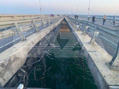 Появились фото повреждений на Крымском мосту