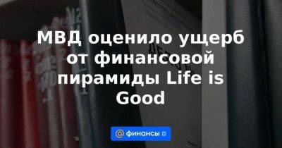 МВД оценило ущерб от финансовой пирамиды Life is Good