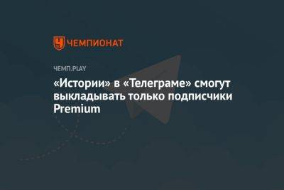 Павел Дуров - «Истории» в «Телеграме» смогут выкладывать только подписчики Premium - championat.com - Россия