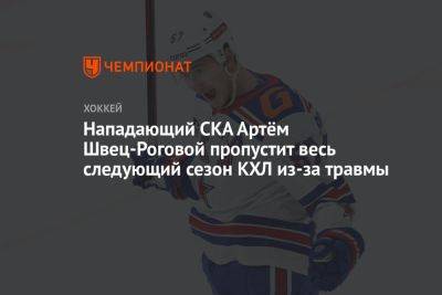 Нападающий СКА Артём Швец-Роговой пропустит весь следующий сезон КХЛ из-за травмы