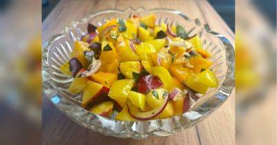 Салат с желтыми помидорами и нектаринами: яркий вкус июля