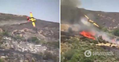 Пожар в Греции – в Греции во время тушения лесного пожара разбился самолет – видео