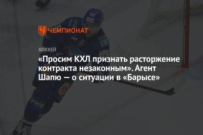 «Просим КХЛ признать расторжение контракта незаконным». Агент Шапю — о ситуации в «Барысе»