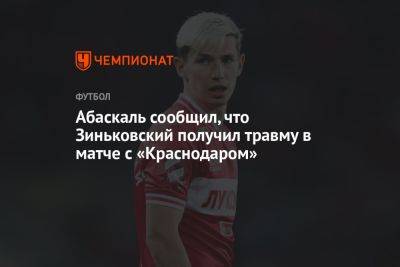 Абаскаль сообщил, что Зиньковский получил травму в матче с «Краснодаром»