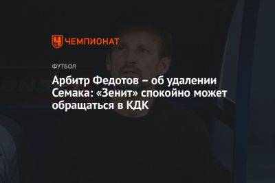 Арбитр Федотов – об удалении Семака: «Зенит» спокойно может обращаться в КДК