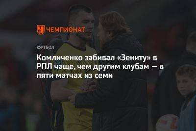 Комличенко забивал «Зениту» в РПЛ чаще, чем другим клубам — в пяти матчах из семи