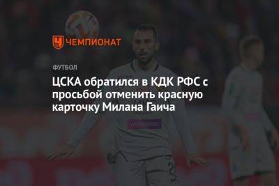 ЦСКА обратился в КДК РФС с просьбой отменить красную карточку Милана Гаича